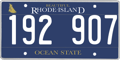 RI license plate 192907
