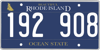 RI license plate 192908