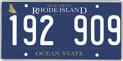 RI license plate 192909