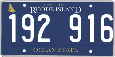 RI license plate 192916