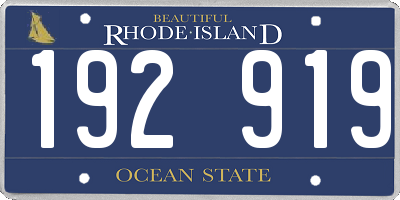 RI license plate 192919