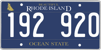 RI license plate 192920