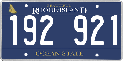 RI license plate 192921