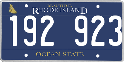 RI license plate 192923