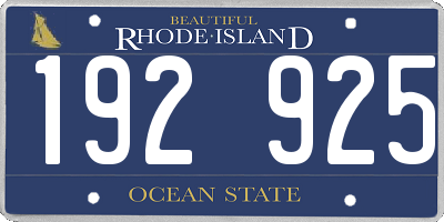 RI license plate 192925