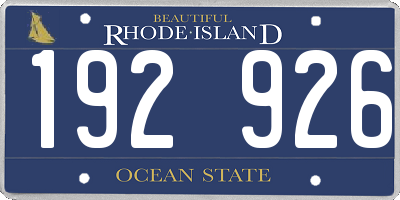 RI license plate 192926