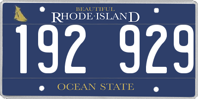 RI license plate 192929