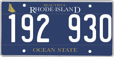 RI license plate 192930