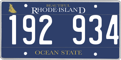 RI license plate 192934