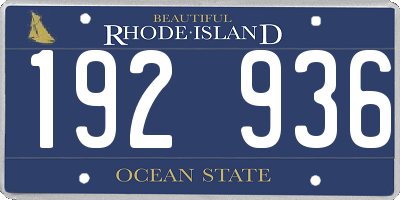 RI license plate 192936