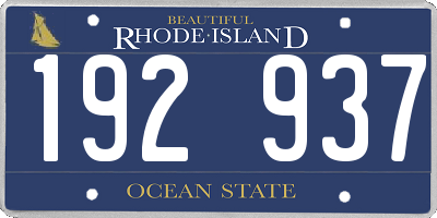 RI license plate 192937
