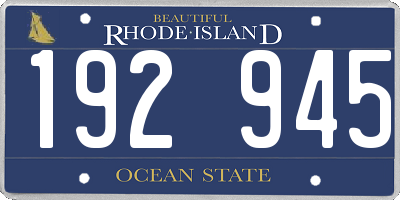 RI license plate 192945