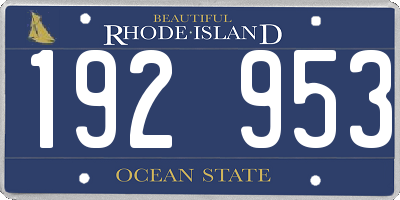 RI license plate 192953