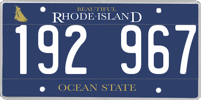 RI license plate 192967