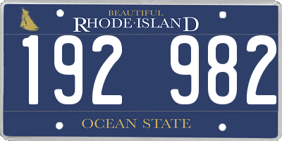 RI license plate 192982