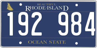 RI license plate 192984