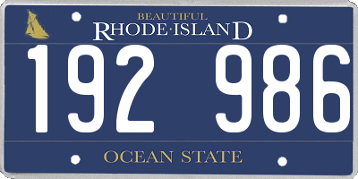 RI license plate 192986