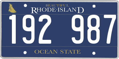 RI license plate 192987