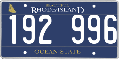 RI license plate 192996