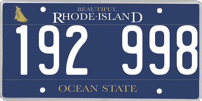 RI license plate 192998