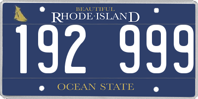 RI license plate 192999