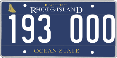 RI license plate 193000