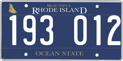 RI license plate 193012
