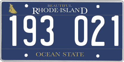 RI license plate 193021