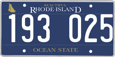 RI license plate 193025