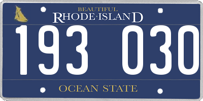 RI license plate 193030