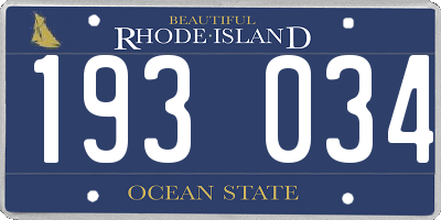 RI license plate 193034