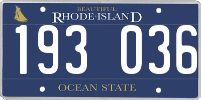 RI license plate 193036