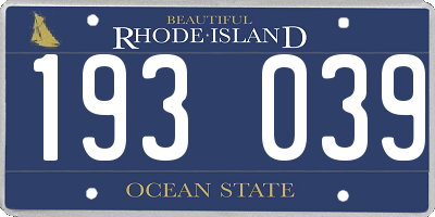 RI license plate 193039