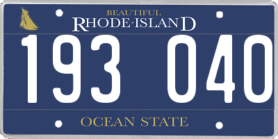 RI license plate 193040