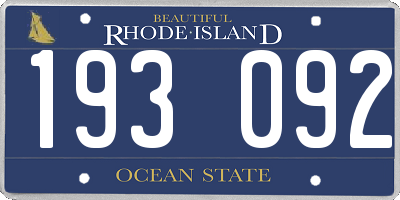 RI license plate 193092