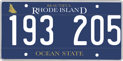 RI license plate 193205