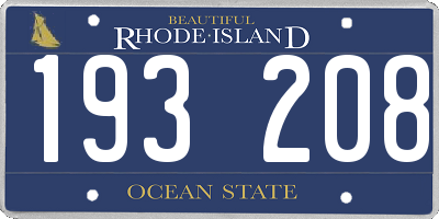 RI license plate 193208