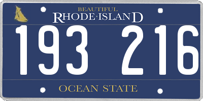 RI license plate 193216