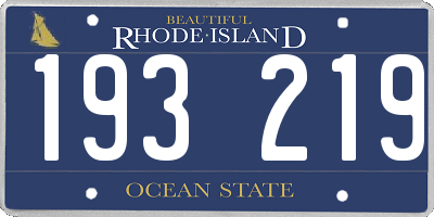 RI license plate 193219