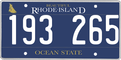 RI license plate 193265
