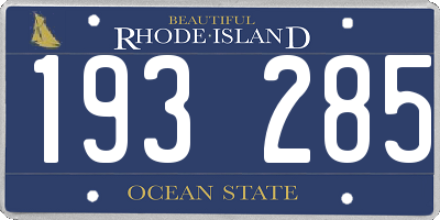 RI license plate 193285