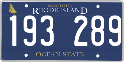 RI license plate 193289
