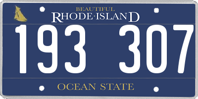 RI license plate 193307