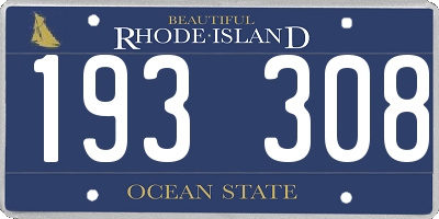 RI license plate 193308