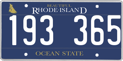 RI license plate 193365