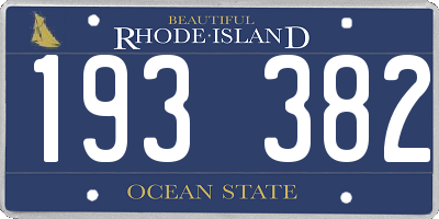 RI license plate 193382
