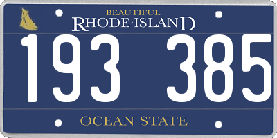 RI license plate 193385