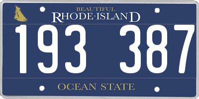 RI license plate 193387