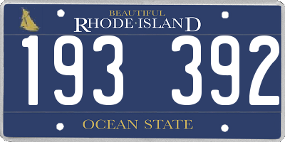RI license plate 193392