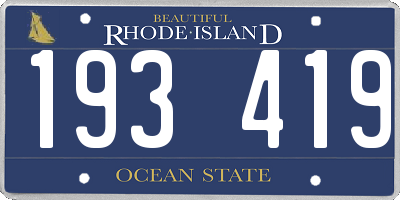 RI license plate 193419